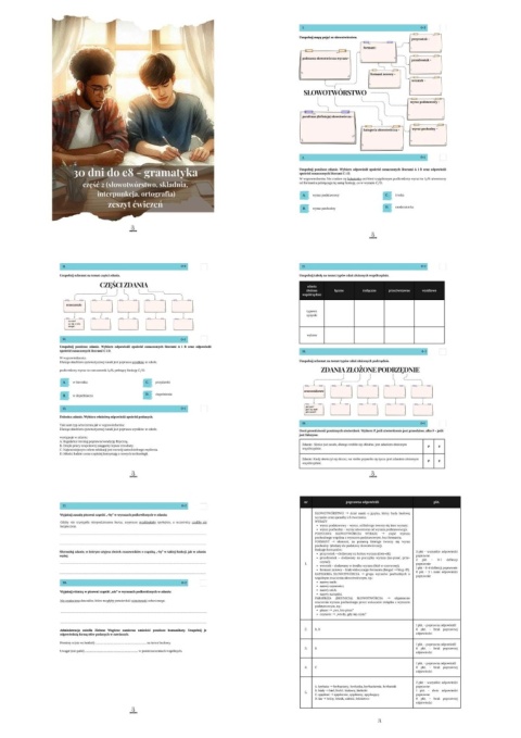 30 zadań do e8 - gramatyka - część 2 (słowotwórstwo, składnia, interpunkcja, ortografia)) - zeszyt ćwiczeń [ebook]