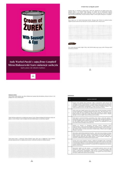 Karty pracy do tekstów kultury - A. Warhol "Puszki z zupą firmy Campbell", M. Białoszewski "Szare eminencje zachwytu" [ebook]