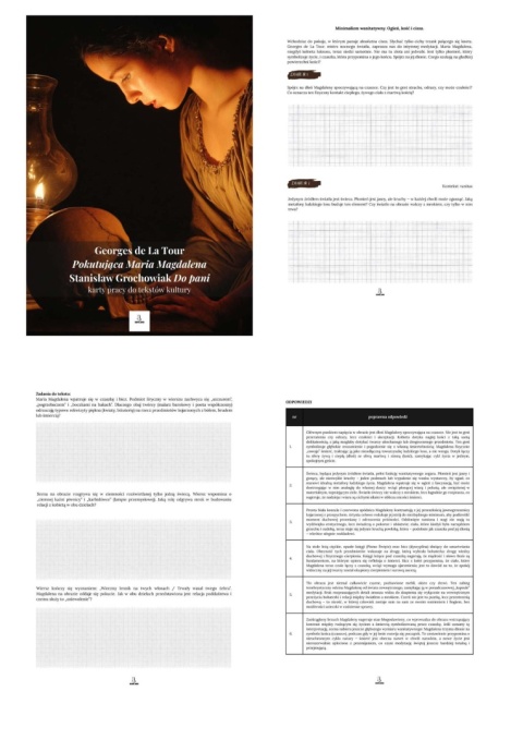 Karty pracy do tekstów kultury - Georges de La Tour "Pokutująca Maria Magdalena", Stanisław Grochowiak "Do pani" [ebook]