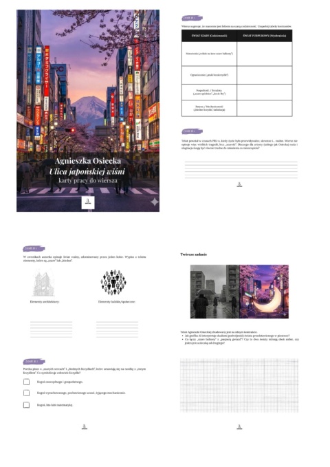 Karty pracy do wiersza - Agnieszka Osiecka "Ulica japońskiej wiśni" [ebook]