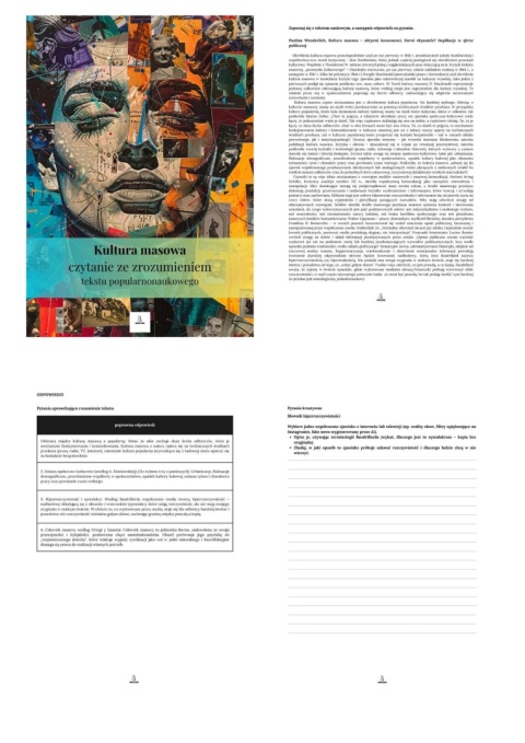 Czytanie ze zrozumieniem tekstu popularnonaukowego - Kultura masowa [ebook]