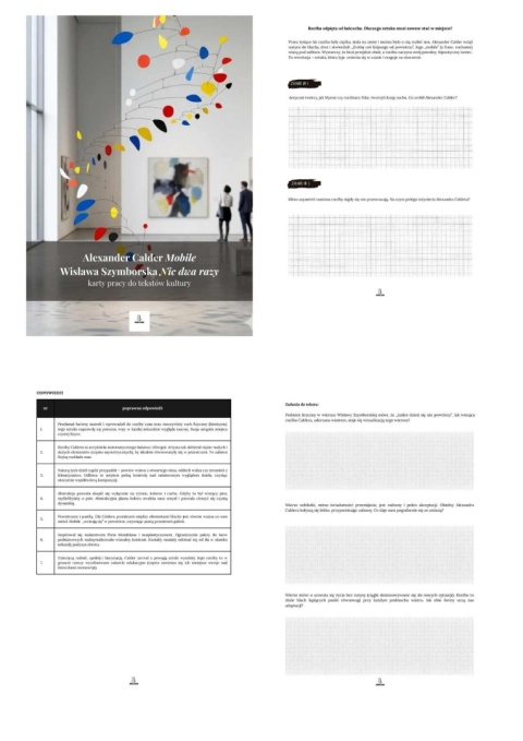 Karty pracy do tekstów kultury - A. Calder "Mobile", W. Szymborska "Nic dwa razy" [ebook]
