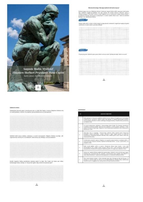 Karty pracy do tekstów kultury - A. Rodin "Myśliciel", Z. Herbert "Przesłanie Pana Cogito" [ebook]
