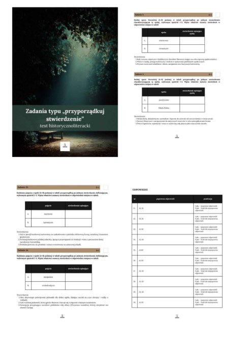 Test historycznoliteracki - pytania typu "przyporządkuj stwierdzenie" [ebook]